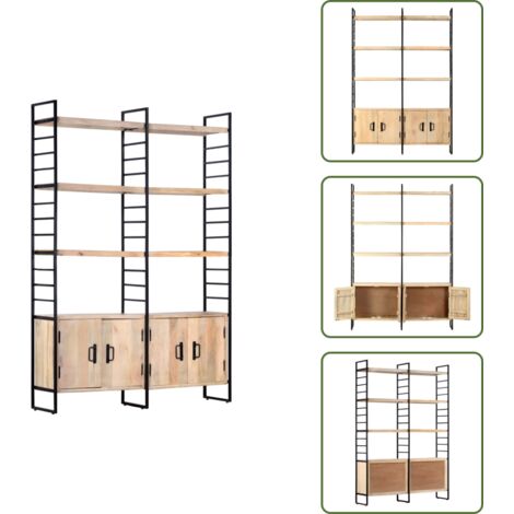 The Living Store Libreria a 4 Livelli Legno Massello di Mango 124x30x180 cm - Libreria in legno mango