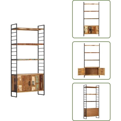 The Living Store Libreria a 4 Livelli Legno Massello di Recupero 80x30x180 cm - Libreria in legno massello