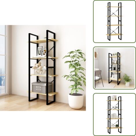 The Living Store Libreria a 4 Ripiani 60x30x140 cm in Legno Massello di Pino - Libreria a 4 ripiani
