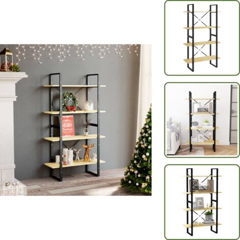 The Living Store Libreria a 4 Ripiani 80x30x140 cm in Legno Massello di Pino - Libreria a 4 ripiani