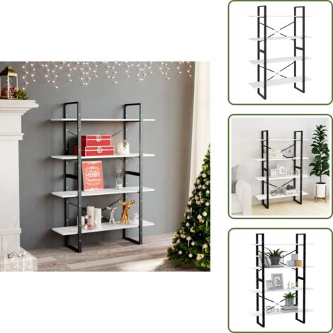 The Living Store Libreria a 4 Ripiani Bianca 100x30x140 cm in Legno Multistrato - Libreria in legno multistrato
