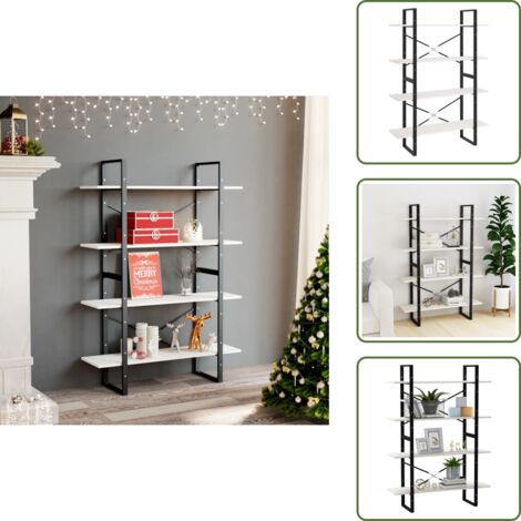 The Living Store Libreria a 4 Ripiani Bianca 100x30x140 cm in Massello di Pino - Libreria in pino