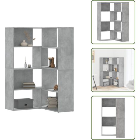 The Living Store Libreria a 4 Ripiani Grigio Cemento 85x85x140 cm in Truciolare - Libreria a 4 ripiani