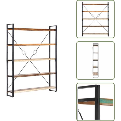 The Living Store Libreria a 5 Ripiani 140x30x180 cm in Massello di Recupero - Libreria industriale