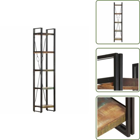 The Living Store Libreria a 5 Ripiani 40x30x180cm in Massello di Recupero - Libreria industriale