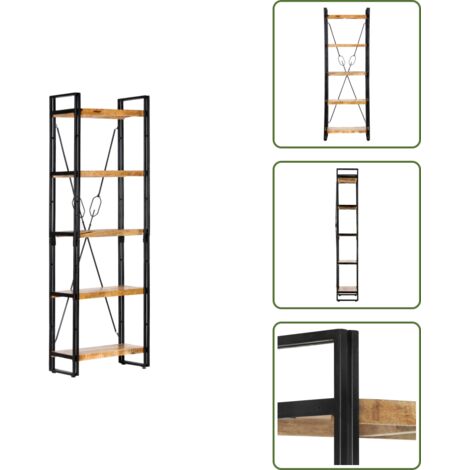 The Living Store Libreria a 5 Ripiani 60x30x180 cm in Legno Massello di Mango - Libreria industriale