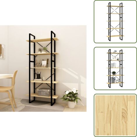 The Living Store Libreria a 5 Ripiani 80x30x175 cm in Legno Massello di Pino - Libreria moderna