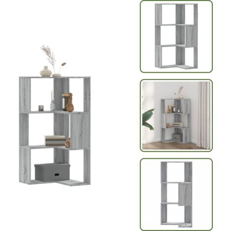 The Living Store Libreria Angolare 3 Ripiani Grigio Sonoma 50x50x102 cm Legno - Libreria a 3 ripiani