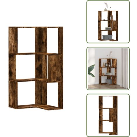 The Living Store Libreria Angolare 3Ripiani Rovere Fumo 50x50x102 cm Multistrato - Libreria a 3 ripiani