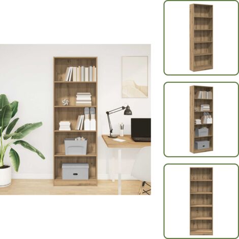 The Living Store Libreria Artigianale Rovere 60x24x176 cm Legno ingegnerizzato - Libreria rovere