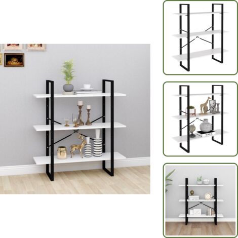 The Living Store Libreria Bianca 100x30x105 cm in Legno Multistrato - Libreria moderna
