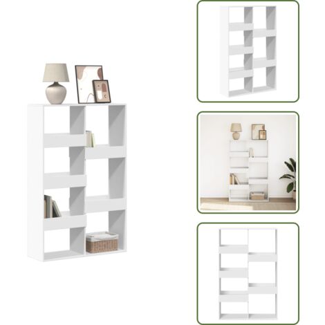 The Living Store Libreria Bianca 100x33x155,5 cm in Legno Multistrato - Libreria bianca