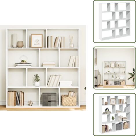 The Living Store Libreria Bianca 132x29x141,5 cm in Legno Multistrato - Libreria bianca