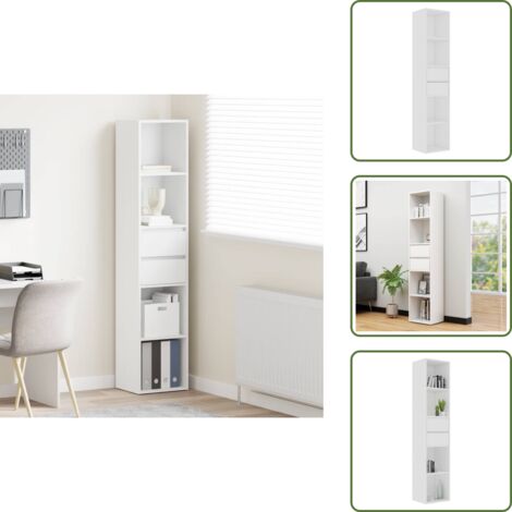 The Living Store Libreria Bianca 36x30x171 cm in Legno Multistrato - Armadio da parete