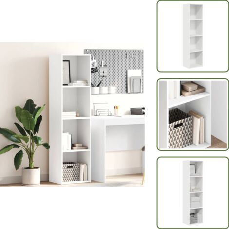 The Living Store Libreria Bianca 40x30x152 cm in Legno Multistrato - Libreria bianca