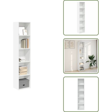 The Living Store Libreria Bianca 40x30x189 cm in Legno Multistrato - Libreria bianca