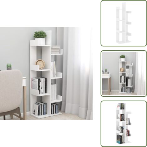 The Living Store Libreria Bianca 48x25,5x140 cm in Truciolato - Libreria bianca