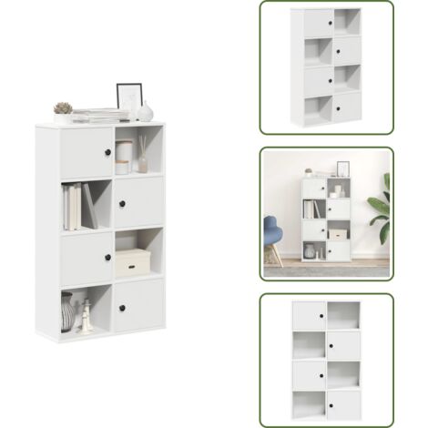 The Living Store Libreria Bianca 60x24x101,5 cm in Legno Multistrato - Armadio per libri