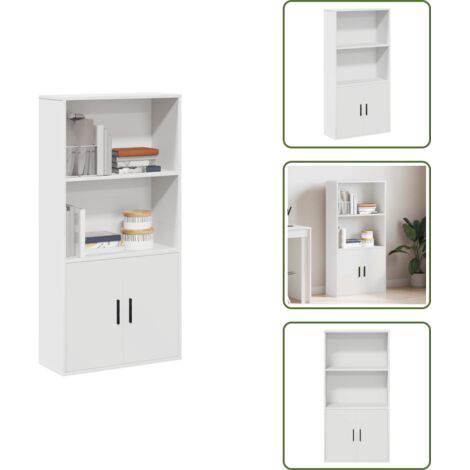 The Living Store Libreria Bianca 60x24x120 cm in Legno Multistrato - Libreria bianca