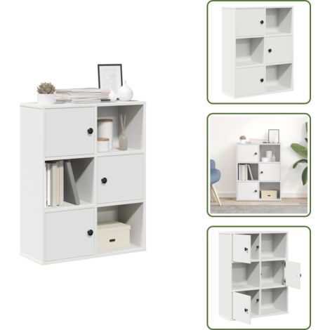 The Living Store Libreria Bianca 60x24x76,5 cm in Legno Multistrato - Libreria bianca