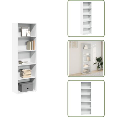 The Living Store Libreria Bianca 60x30x189 cm in Legno Multistrato - Libreria bianca