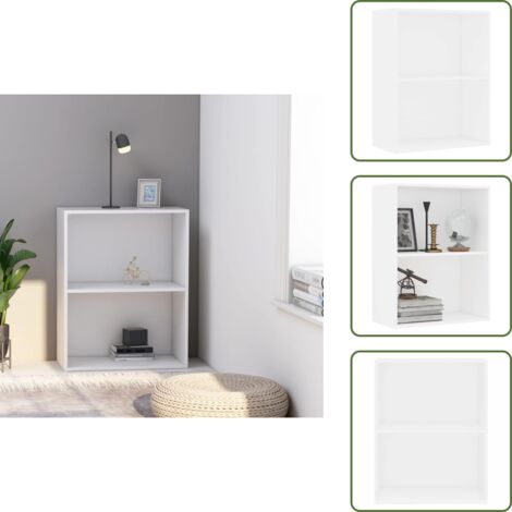 The Living Store Libreria Bianca 60x30x76,5 cm in Legno Multistrato - Libreria a 2 livelli