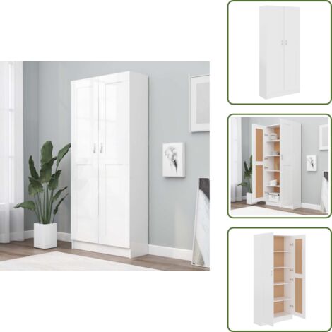 The Living Store Libreria Bianca 82,5x30,5x185,5 cm in Legno Truciolato - Scaffale per libri