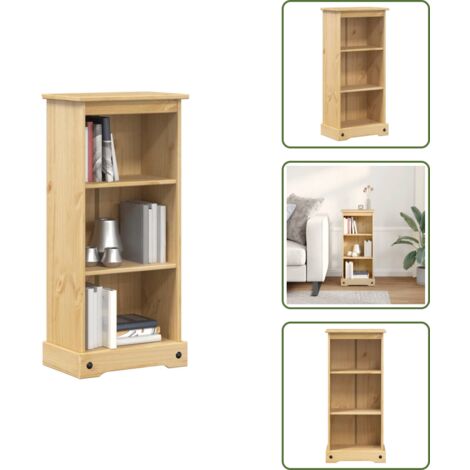 The Living Store Libreria Corona 46x29x100 cm in Legno Massello di Pino - Libreria per libri