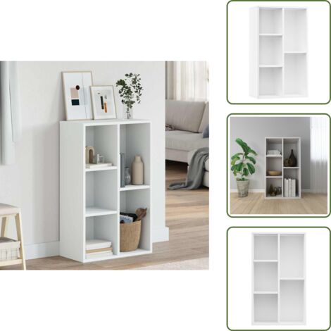The Living Store Libreria/Credenza Bianca 50x25x80 cm in Legno Multistrato - Credenza moderna
