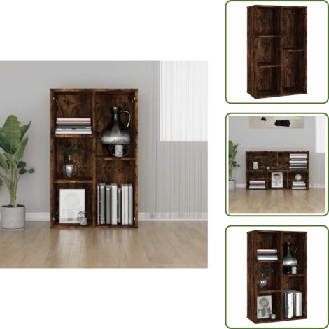 The Living Store Libreria/Credenza Rovere Fumo 50x25x80 cm in Legno Multistrato - Credenza in legno