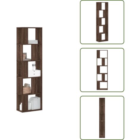 The Living Store Librería de 5 niveles madera de ingeniería marrón roble - Estantería de madera