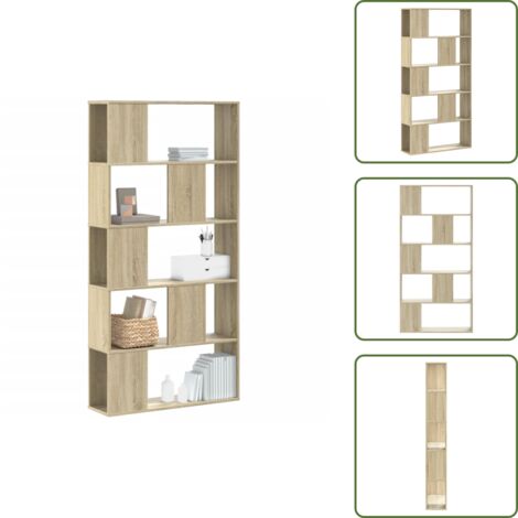 The Living Store Librería de 5 niveles madera roble Sonoma 80,5x23,5x162,5 cm - Estantería de madera