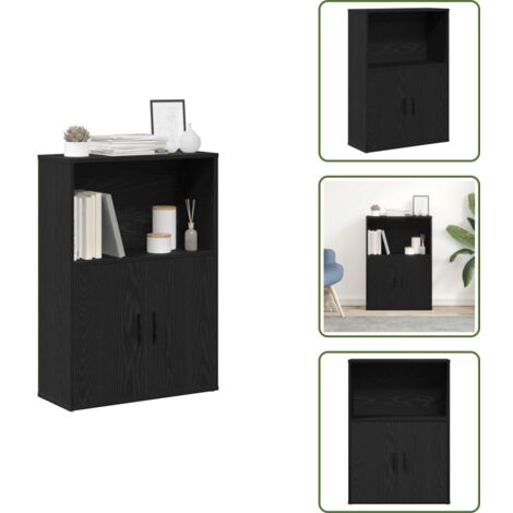 The Living Store Librería de madera contrachapada roble negro 60x24x85 cm - Estantería de madera