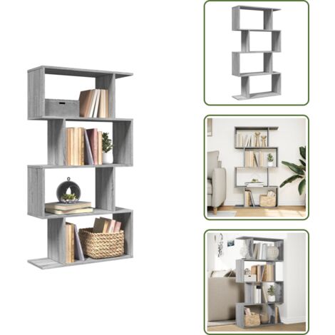The Living Store Librería divisora 4 niveles madera gris Sonoma 70x24x129 cm - Estantería de madera