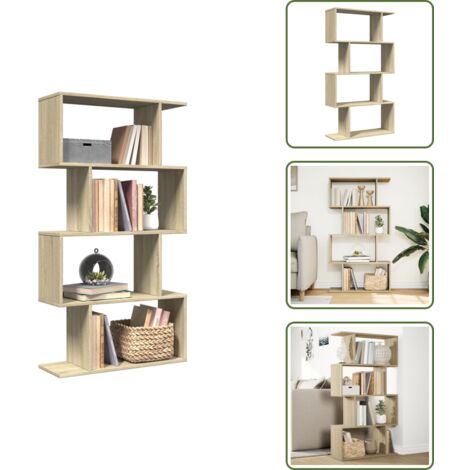The Living Store Librería divisora 4 niveles madera roble Sonoma 70x24x129 cm - Estantería de madera