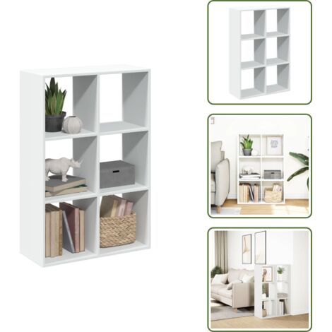 The Living Store Librería divisora madera ingeniería blanco 69,5x29x103,5 cm - Estantería madera