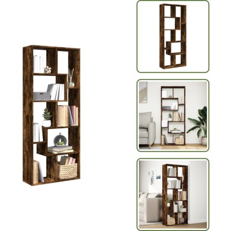 The Living Store Librería divisora madera ingeniería roble ahumado 67x25x161,5cm - Estantería madera