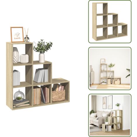 The Living Store Libreria Divisorio 3Ripiani Rovere Sonoma 99x29x99cm Truciolato - Scaffale porta oggetti