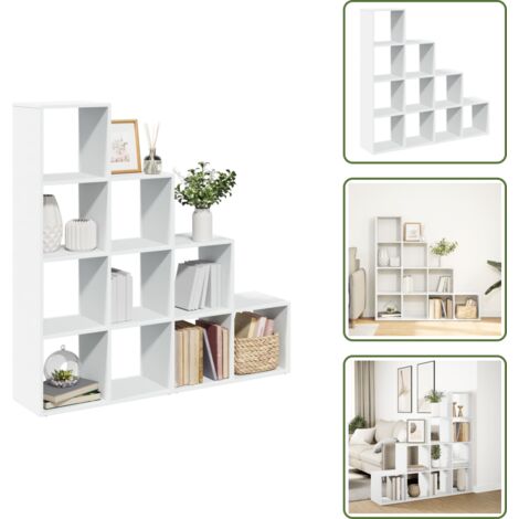 The Living Store Libreria Divisorio 4 Ripiani Bianca 131,5x29x131,5cm Truciolato - Scaffale porta oggetti
