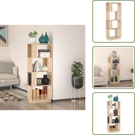 The Living Store Libreria/Divisorio 51x25x132 cm in Legno Massello di Pino - Divisorio in legno