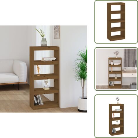 The Living Store Libreria/Divisorio Ambra 60x30x135,5cm Legno Massello di Pino - Scaffale per libri