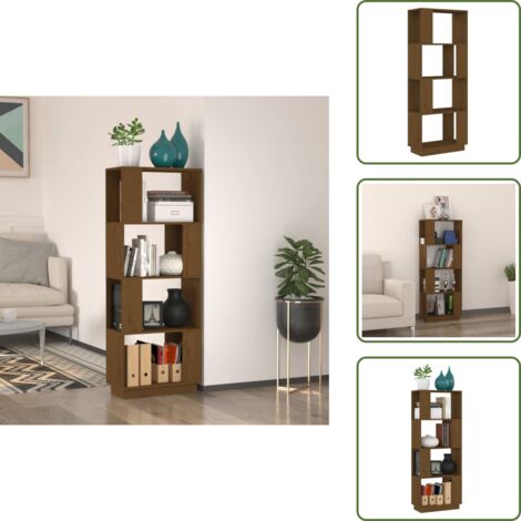 The Living Store Libreria/Divisorio Ambrato 51x25x132 cm in Massello di Pino - Divisorio in legno