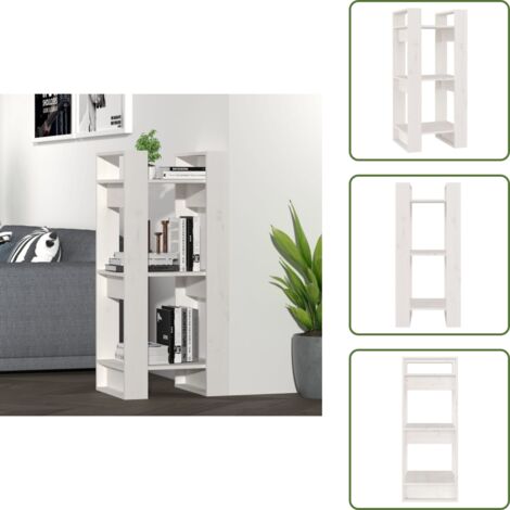The Living Store Libreria/Divisorio Bianco 41x35x91 cm in Legno Massello di Pino - Divisorio in legno