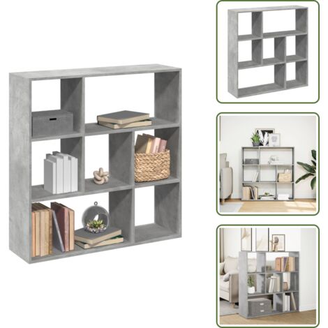 The Living Store Libreria Divisorio Grigio Cemento 102x29x103,5 cm in Truciolato - Scaffale portaoggetti