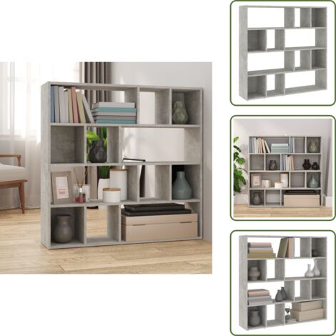 The Living Store Libreria/Divisorio Grigio Cemento 105x24x102 cm - Scaffale per libri