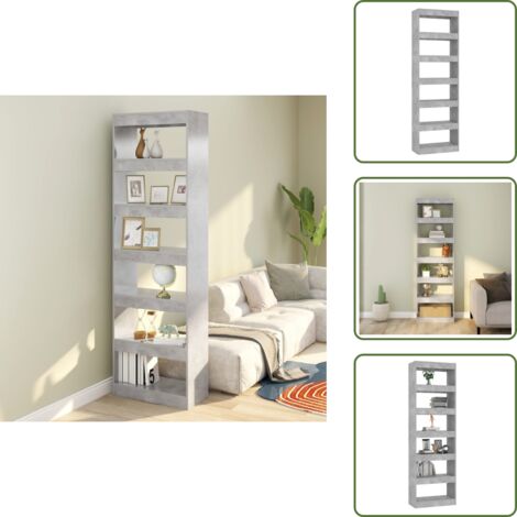 The Living Store Libreria/Divisorio Grigio Cemento 60x30x198 cm - Scaffale per libri