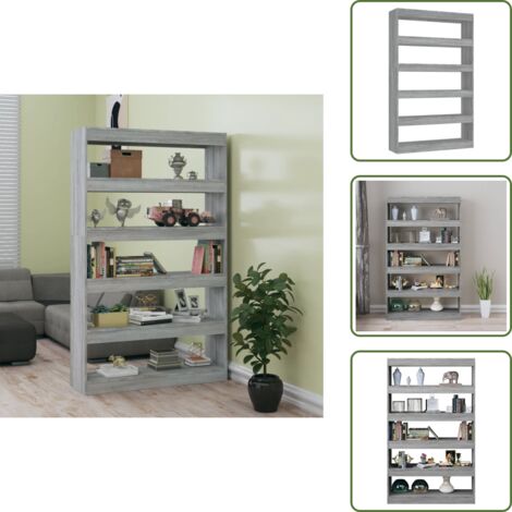 The Living Store Libreria/Divisorio Grigio Sonoma 100x30x166 cm - Scaffale per libri
