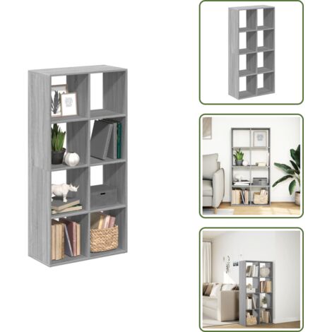 The Living Store Libreria Divisorio Grigio Sonoma 69,5x29x137,5cm in Truciolato - Scaffale porta oggetti