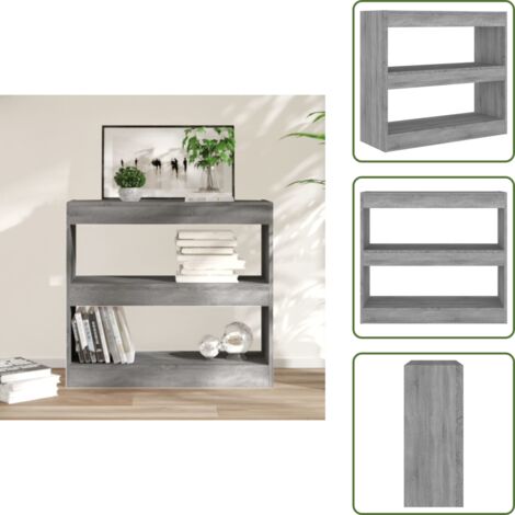 The Living Store Libreria/Divisorio Grigio Sonoma 80x30x72 cm - Divisorio