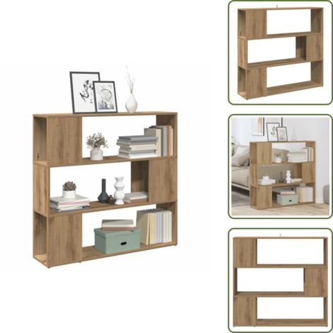 The Living Store Libreria/Divisorio in Rovere Artigianale 100x24x94 cm - Libreria con 3 ripiani